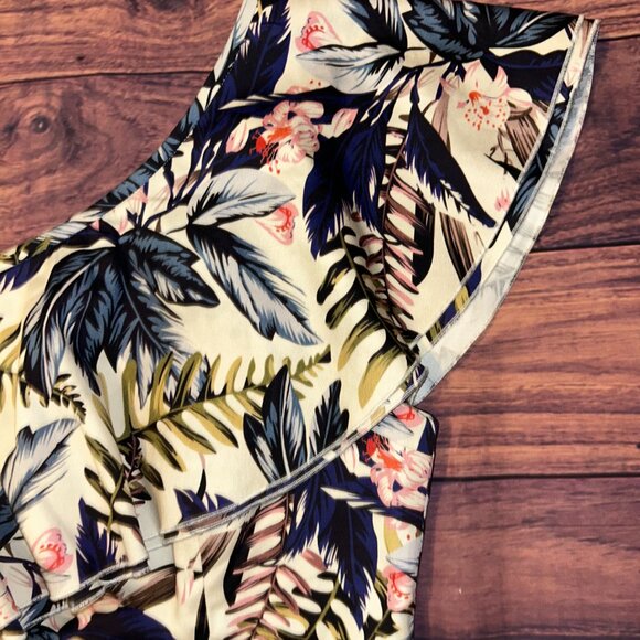 Boston Proper Tropical Floral One-Shoulder Ruffle Top - Size 4 - Picture 8 of 9